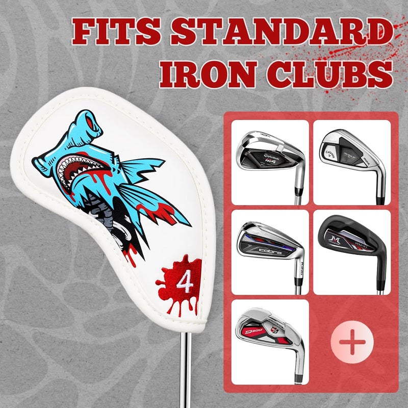 Big Crazy Golf Head Covers, Golf Club Covers Funny, Driver Headcovers, Golf Club Covers, Fairway Woods Head Covers, Hybrids Headcover, Putter Cover with Soft Lining for Golf Gift Hammerhead Sharks - Image 4
